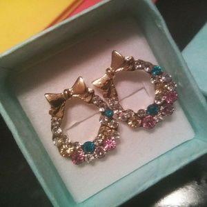 Multicolored Crystal Statement Earrings Wgift Box